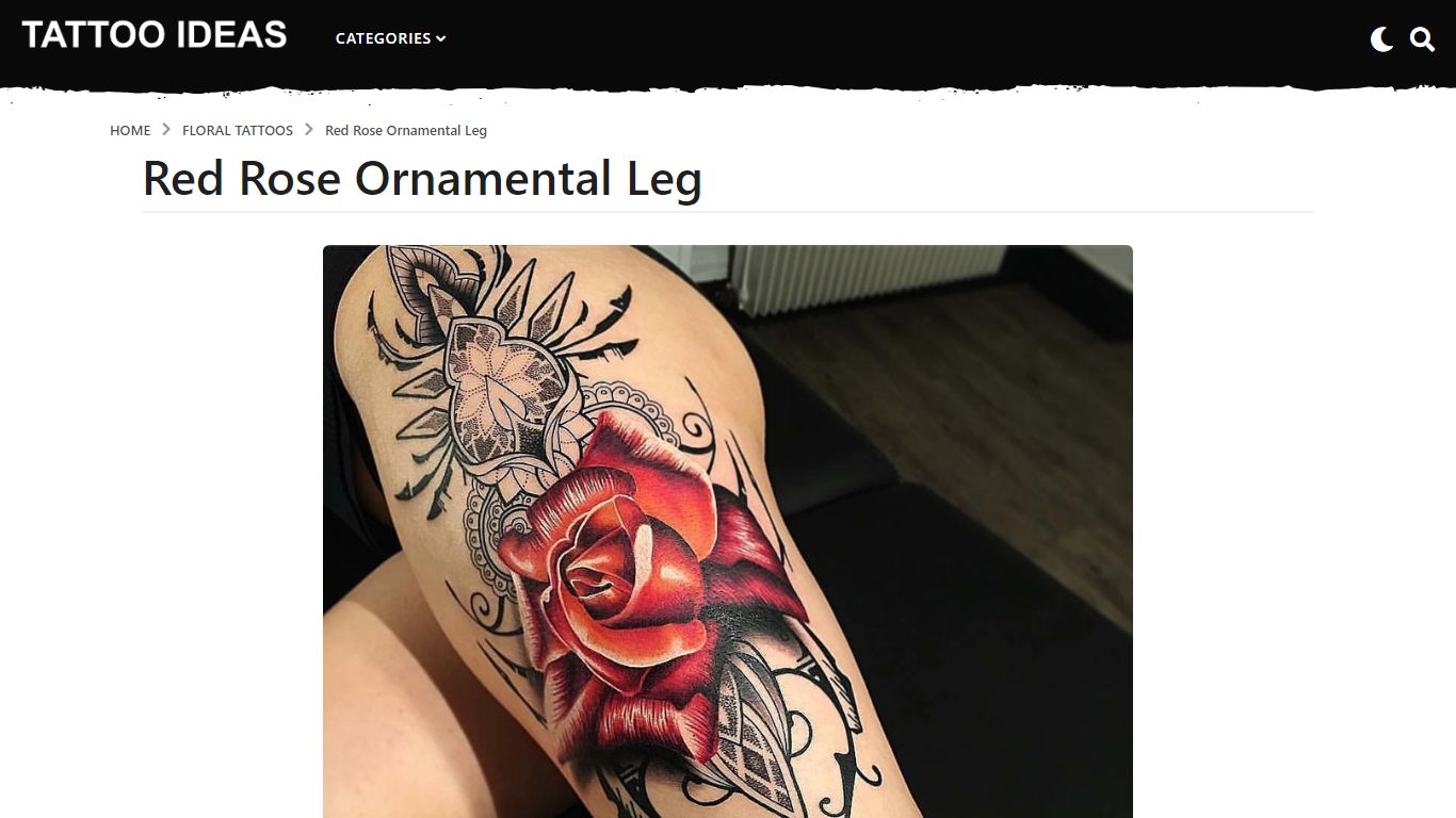 Ornamental Leg With Red Rose - Best Tattoo Ideas For Men & Women